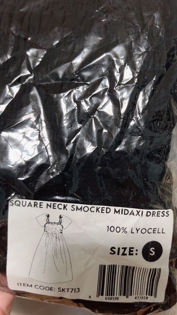 Customer photo review of Square Neck Full Smocked Flutter Sleeve Midaxi Dress
