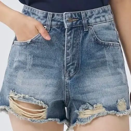 Customer photo review of Distressed Denim Shorts