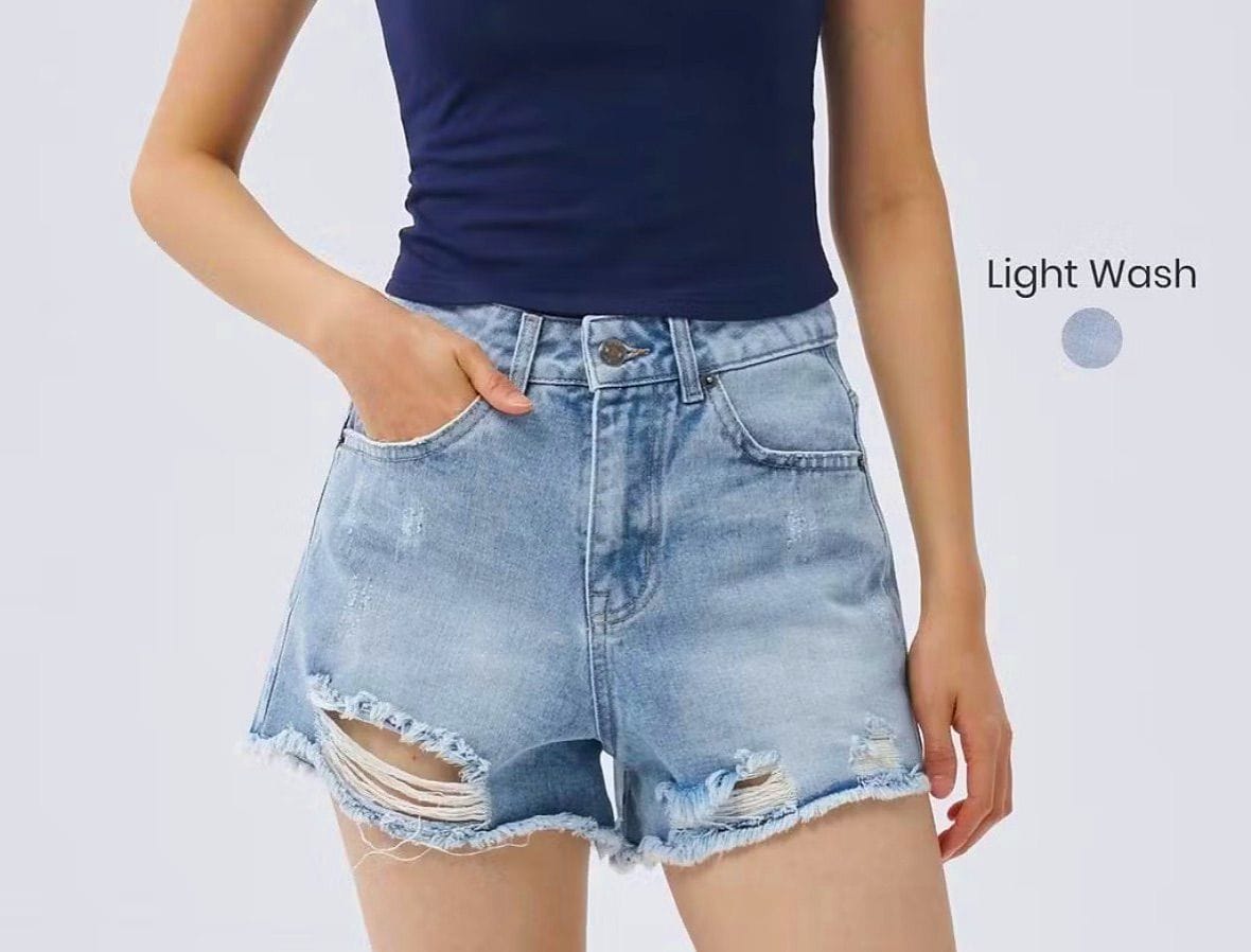 Customer photo review of Distressed Denim Shorts