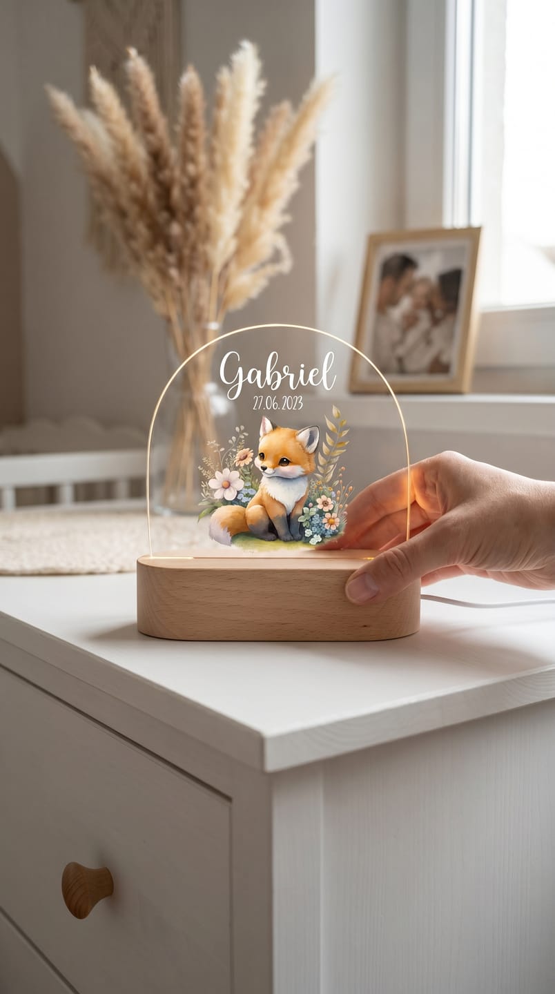 Customer photo review of Veilleuse enfant personnalisée – Bébé renard