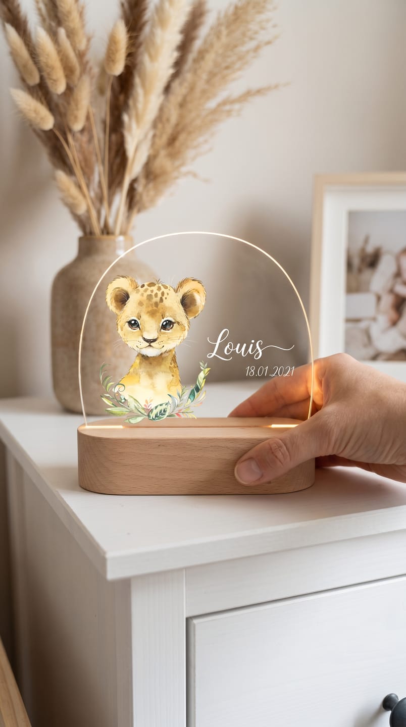 Customer photo review of Veilleuse enfant personnalisée – Petit lion