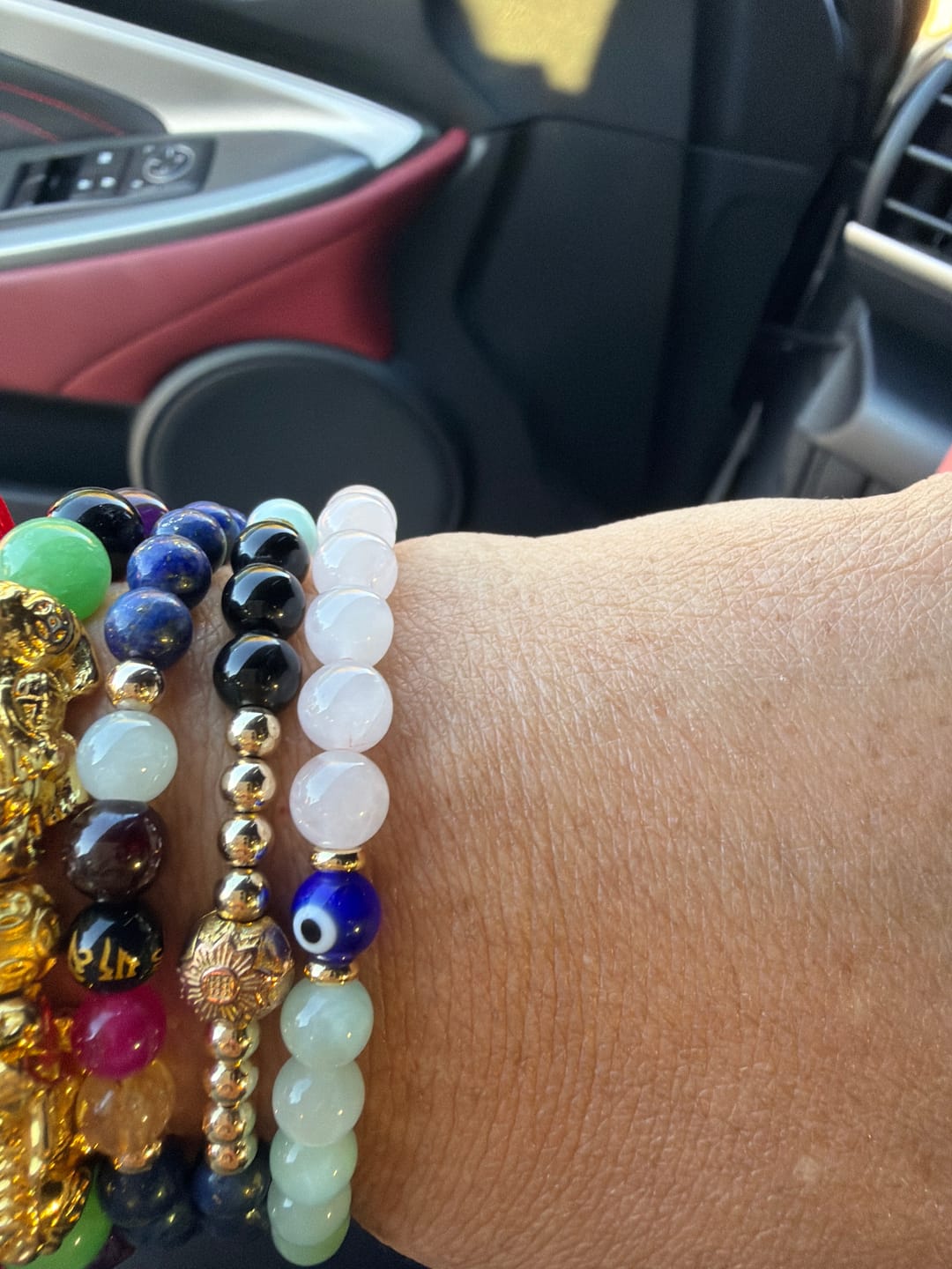 Customer photo review of Magnetic Love Return Bracelet Rose Quartz Jade Evil Eye Protection