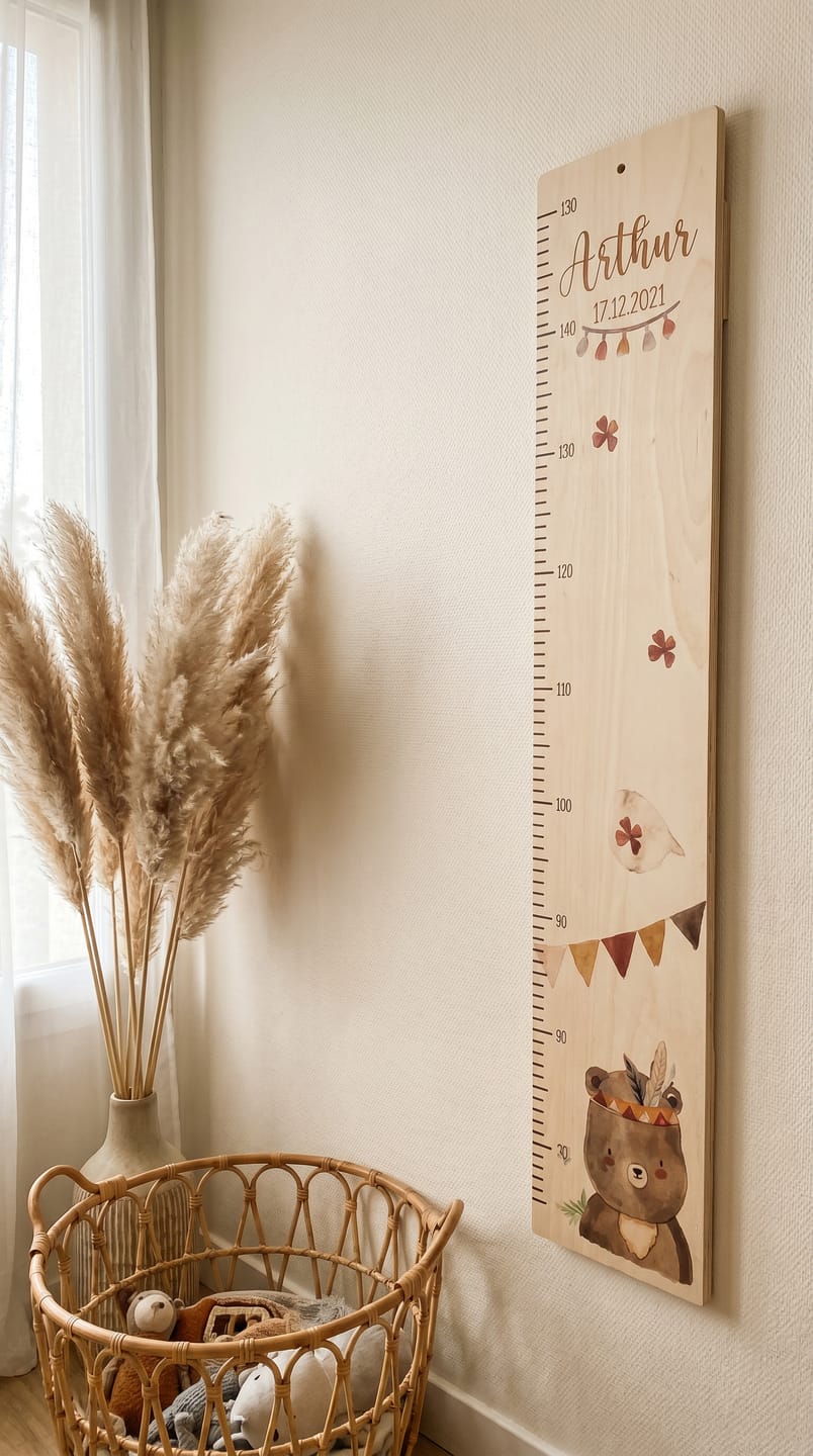 Customer photo review of Toise enfant personnalisée – Ours boho