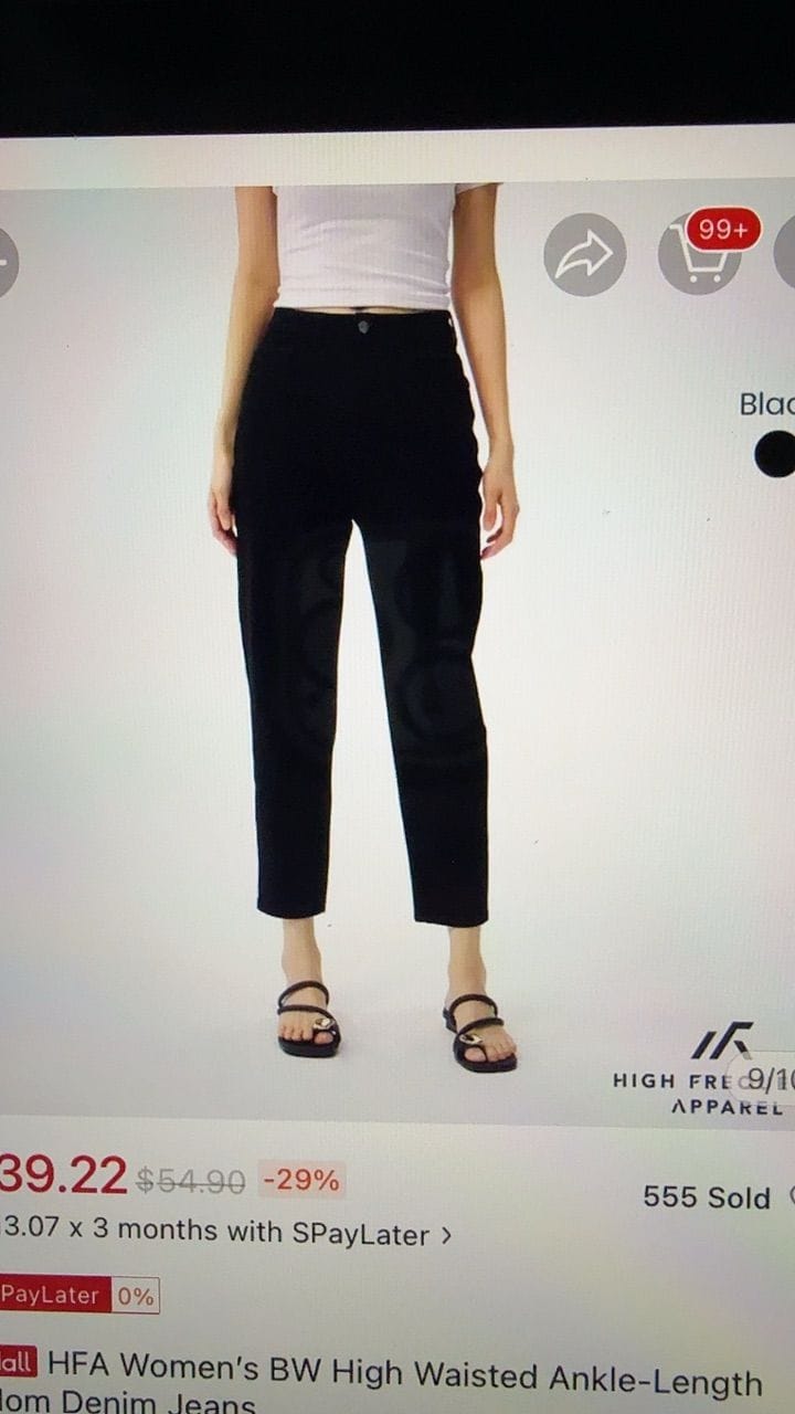 Customer photo review of BW High Waisted Ankle-Length Mom Denim Jeans