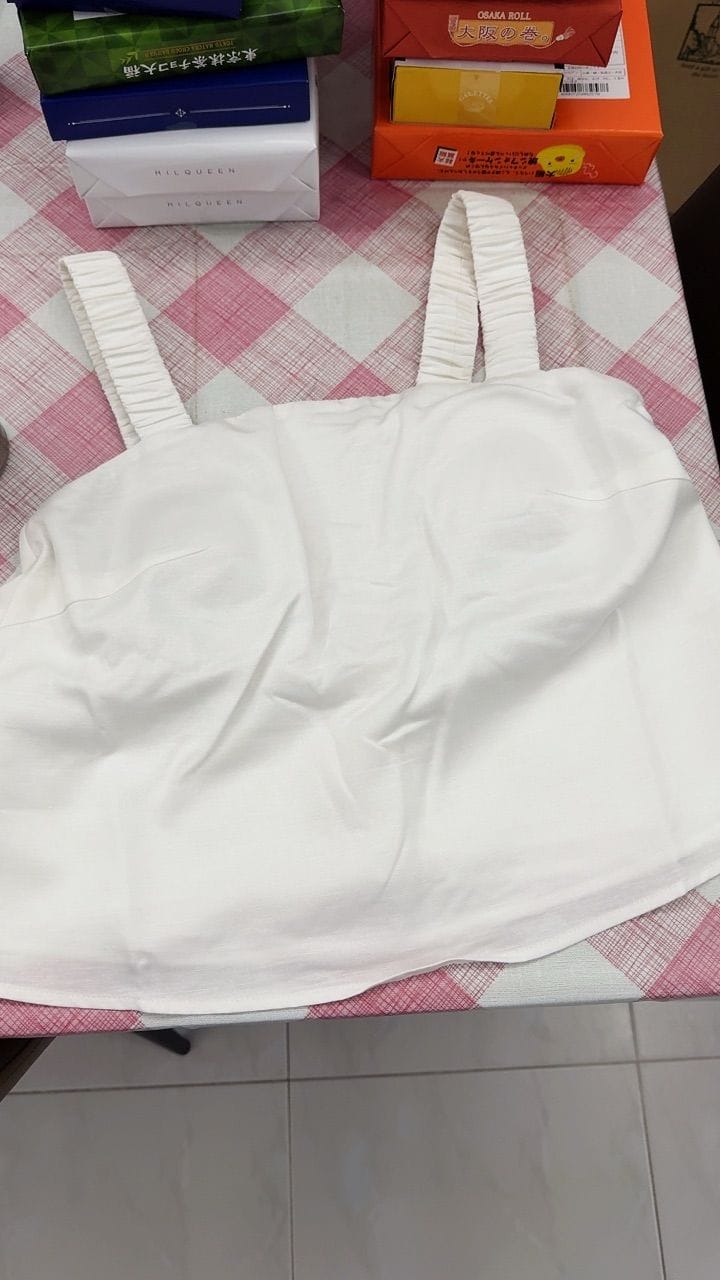 Customer photo review of Padded Sleeveless Top with Ruched Straps
