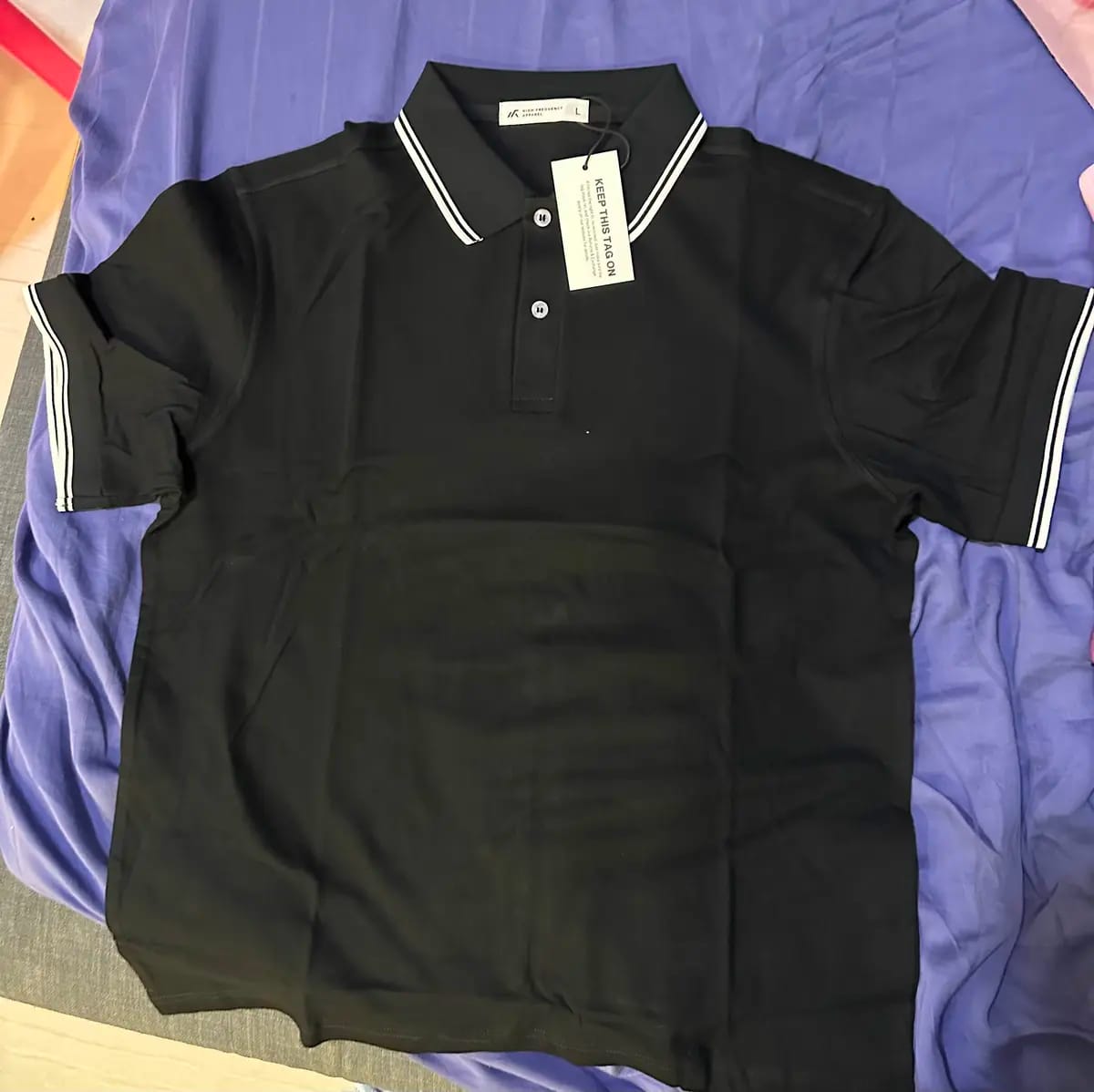 Customer photo review of Striped Collar Piqué Polo – Slim Fit