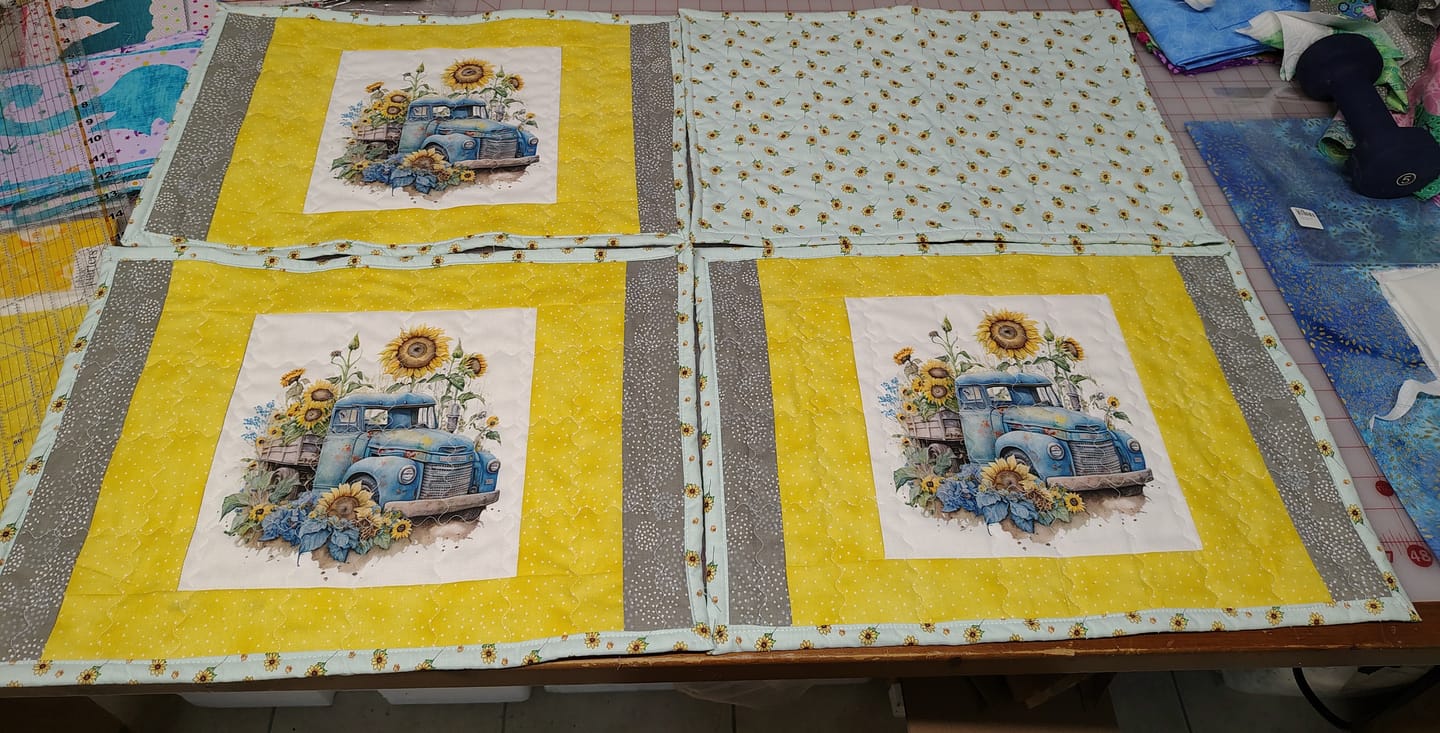 Customer photo review of Vintage Truck & Sunflowers #3 Fabric Panel