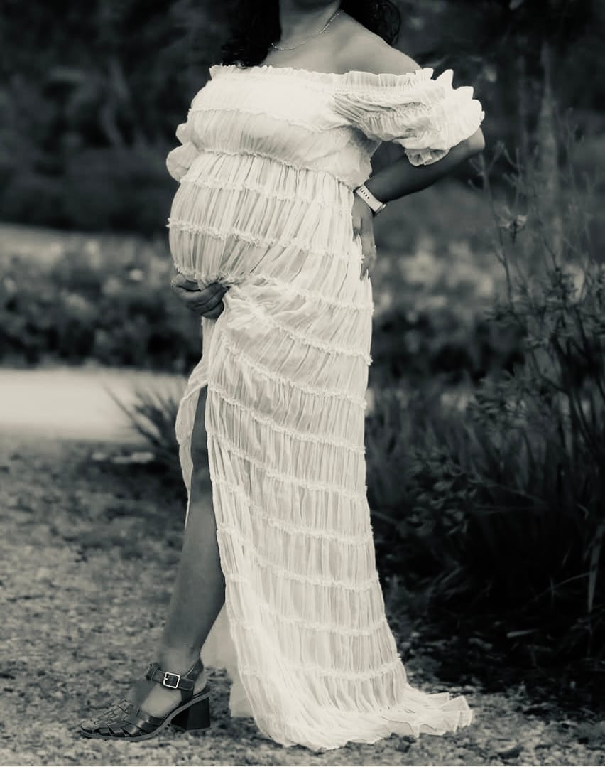 Customer photo review of Mariana Sheer Maternity Photoshoot  Dress in White
