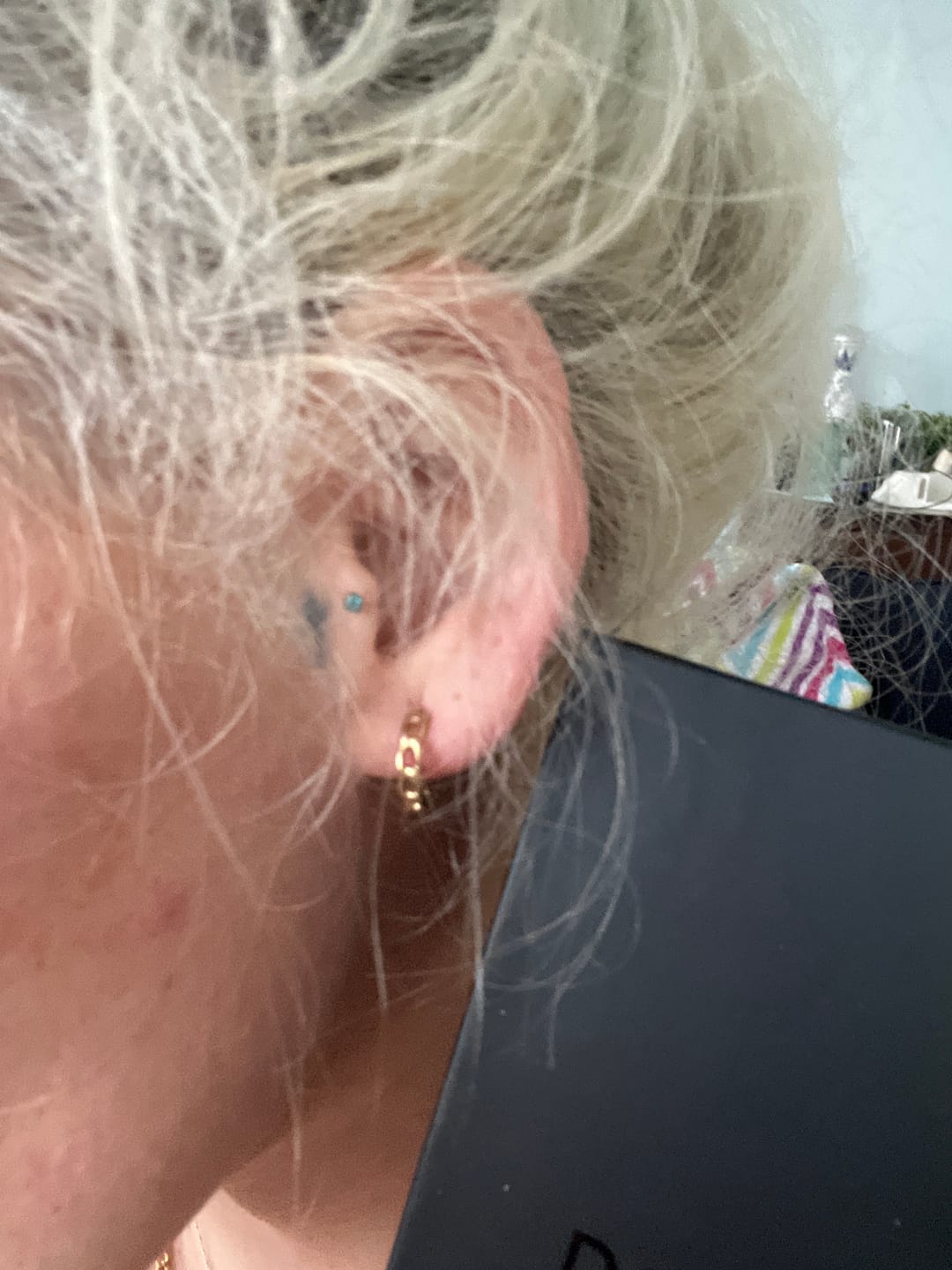 Customer photo review of Cuban Link Huggie Earrings