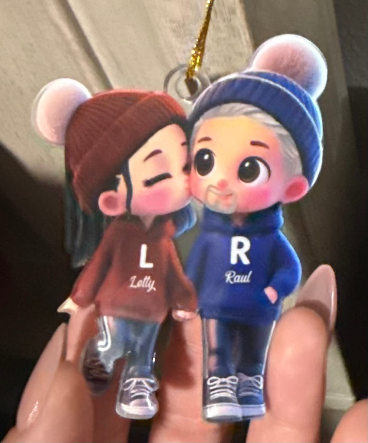 Customer photo review of Cute Cartoon Couple Walking Personalized Ornament