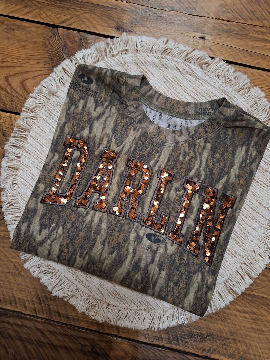 Customer photo review of Chocolate Brown Sequin on Velvet