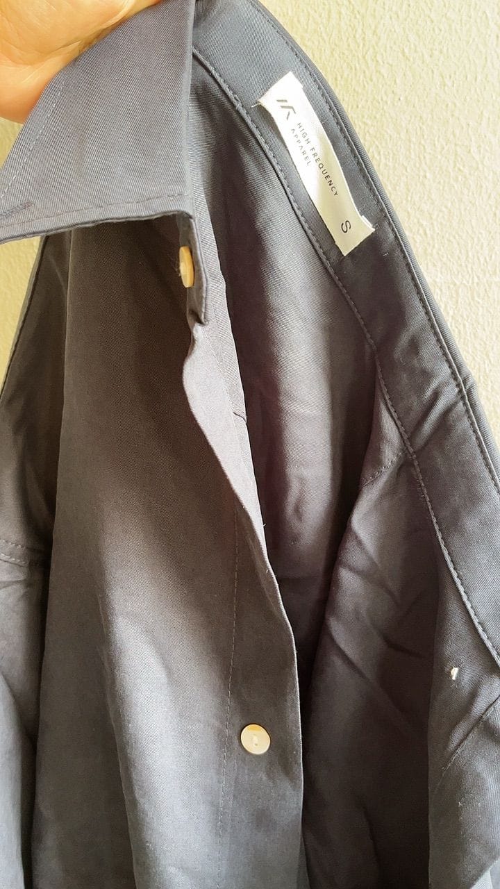 Customer photo review of Long Sleeve Relaxed Drape Shirt With Seashell Buttons