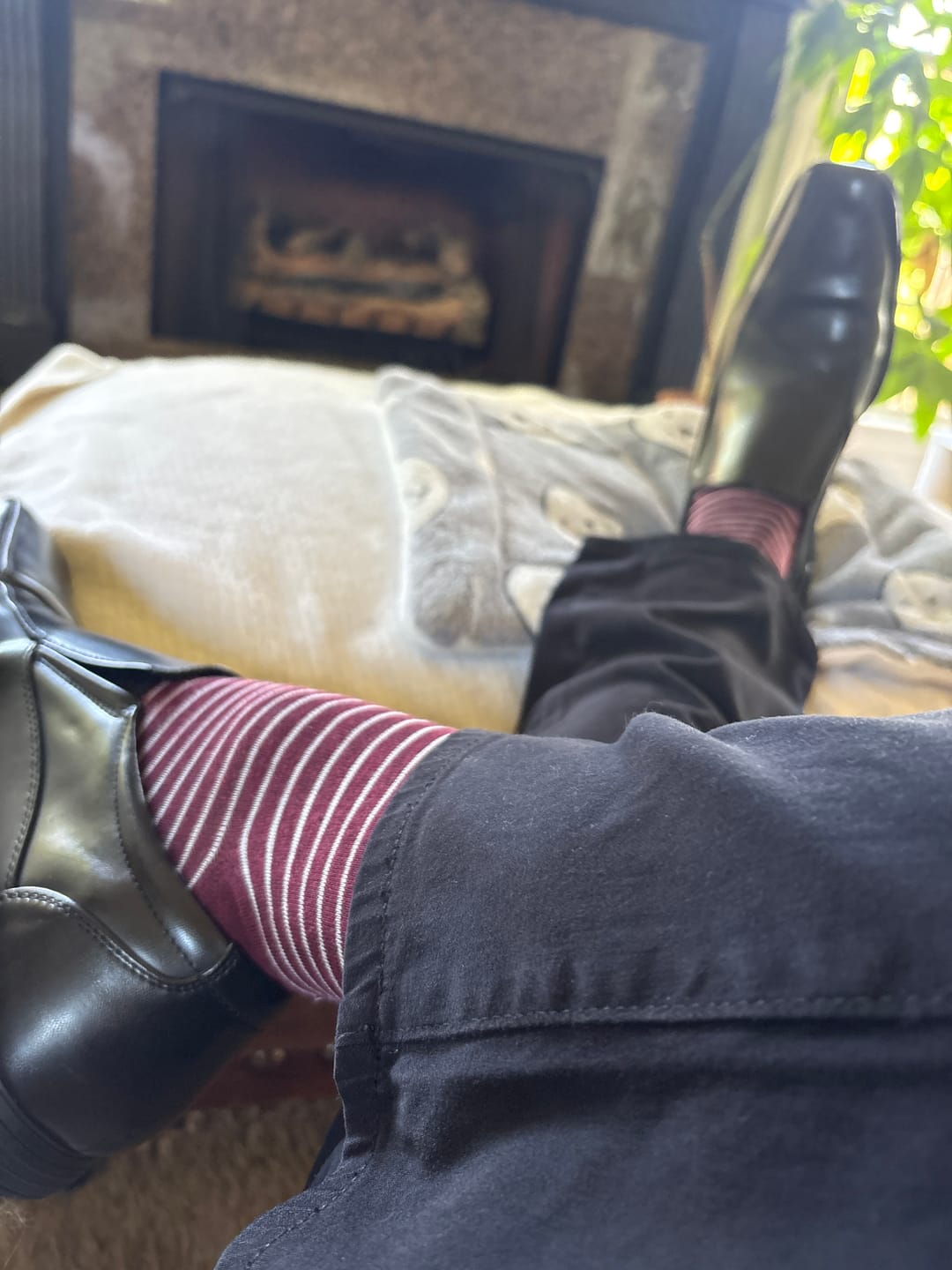 Customer photo review of The Hanks - A Deep Garnet Red Sock with White Stripes