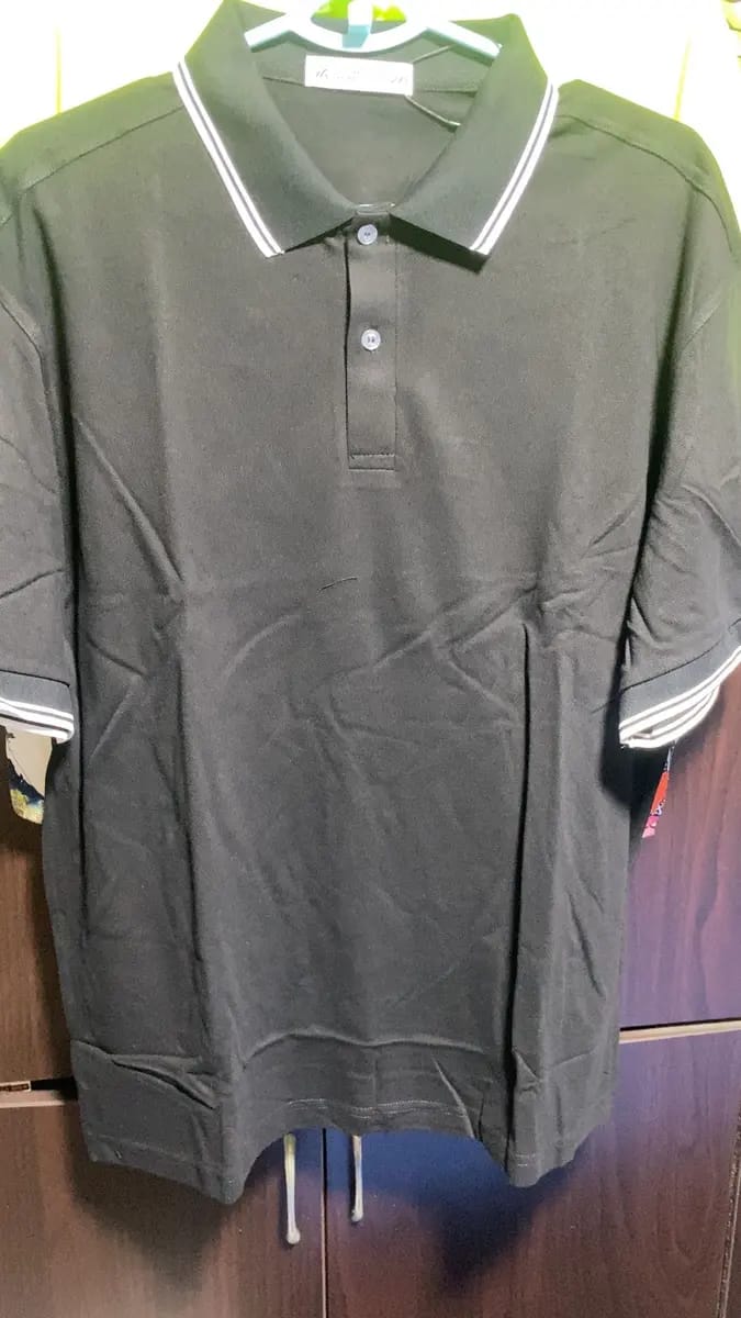 Customer photo review of Striped Collar Piqué Polo – Slim Fit