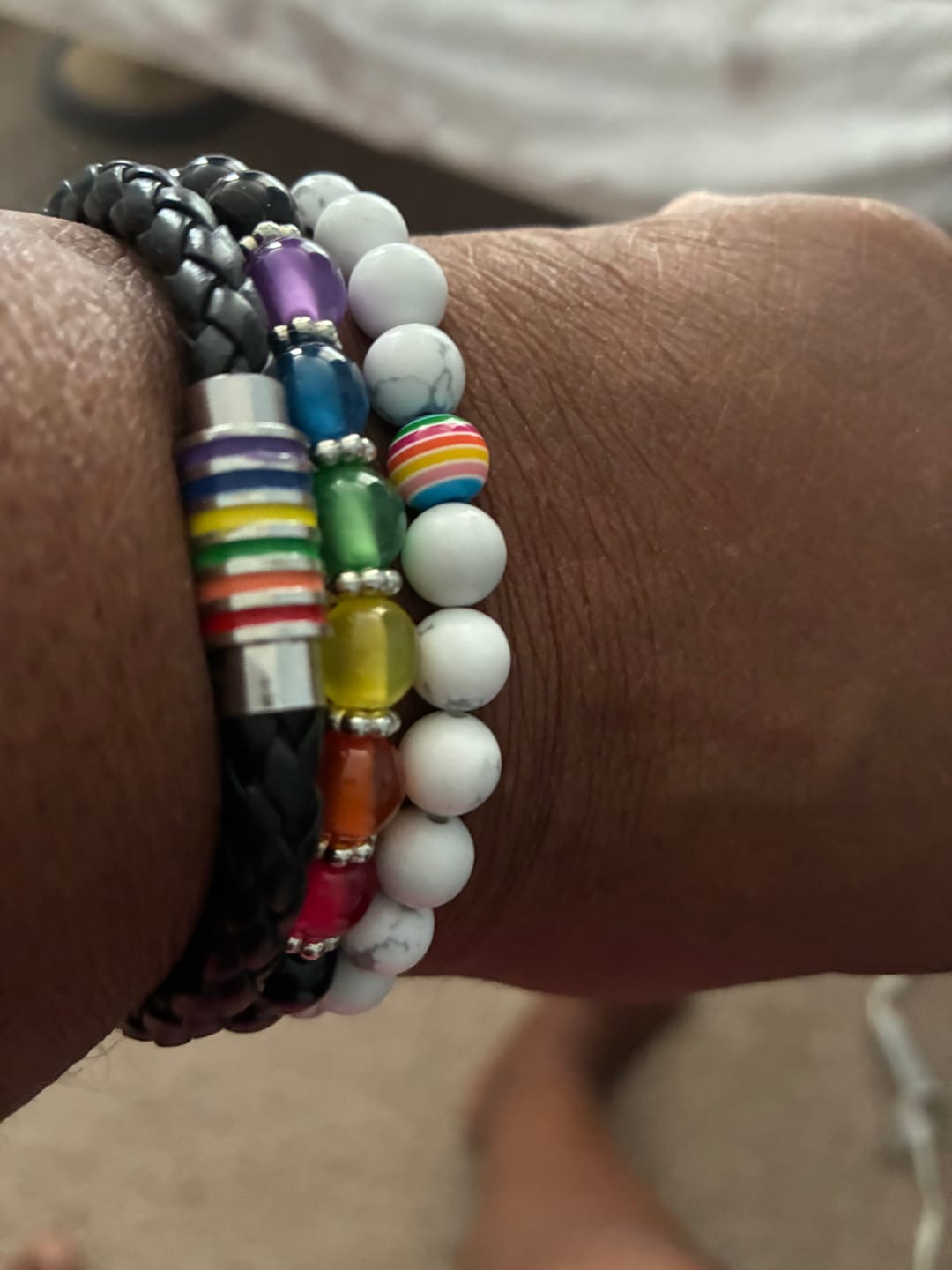 Customer photo review of Rainbow Leather Bracelet