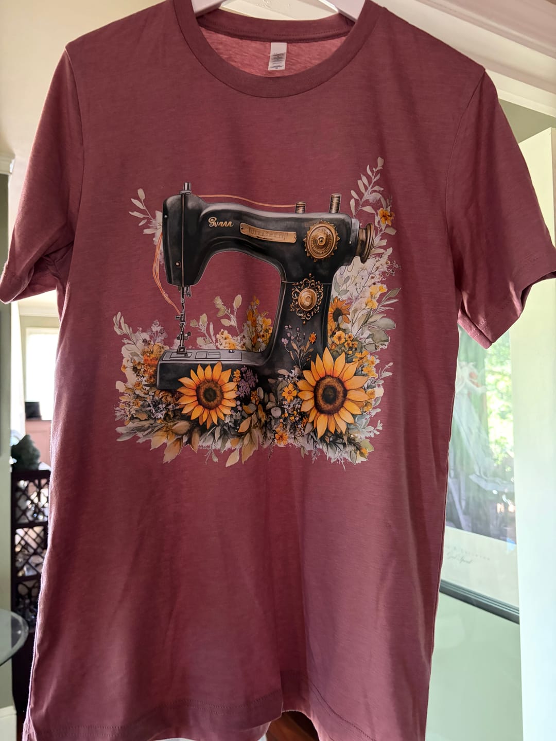 Customer photo review of Floral Sewing Machine T-shirt