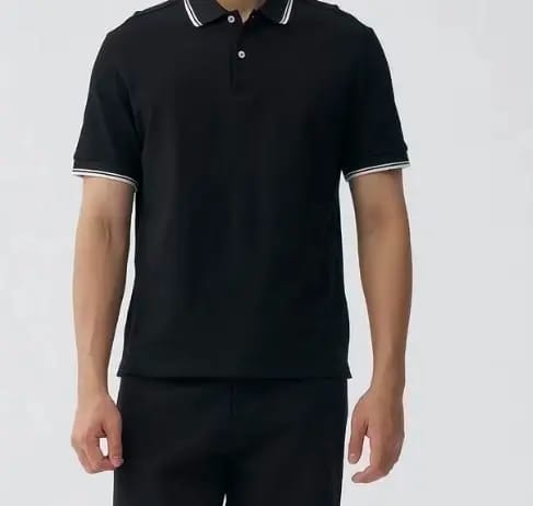Customer photo review of Striped Collar Piqué Polo – Slim Fit