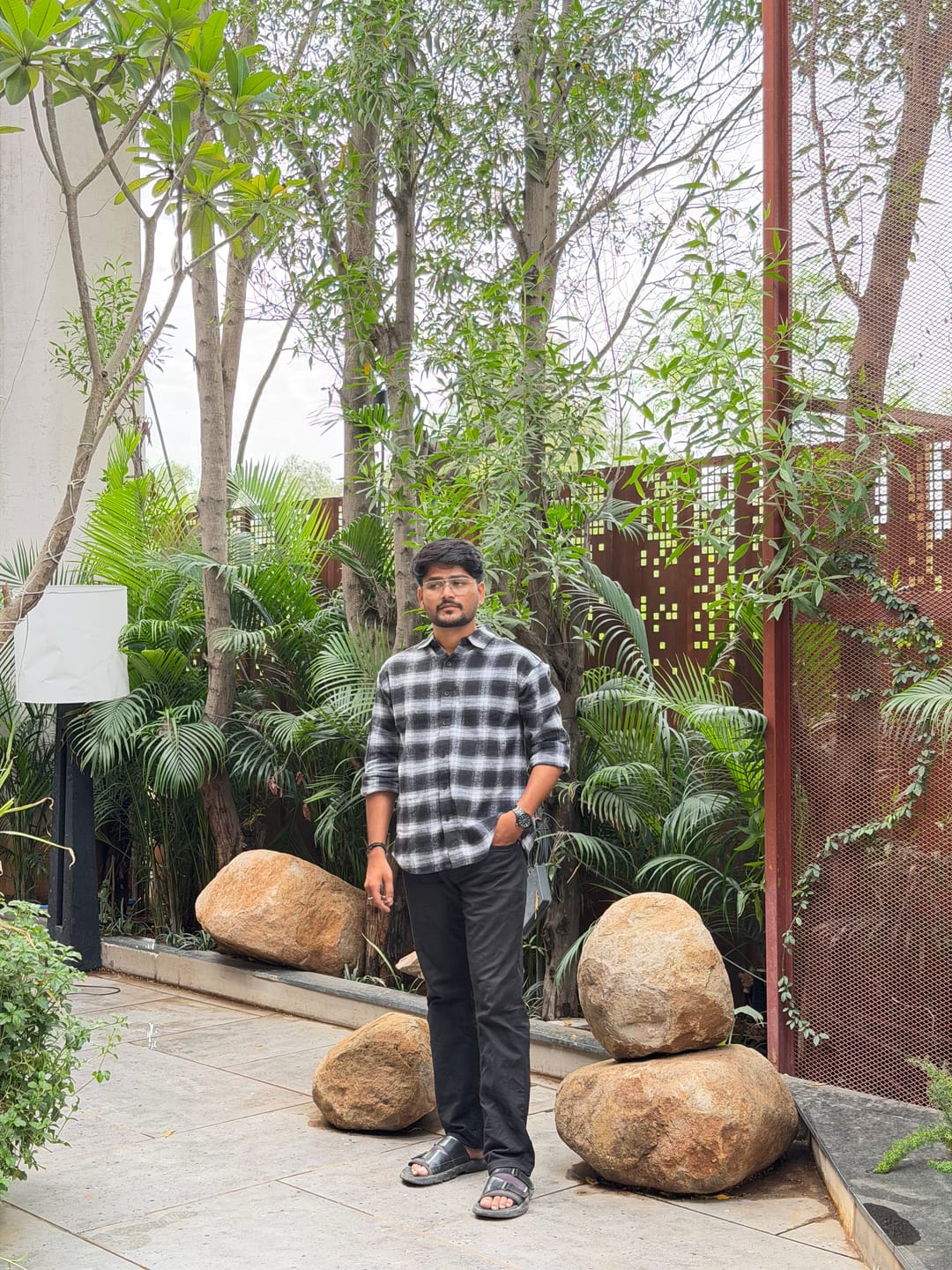 Customer photo review of Floral Embroidered Checks Shirt
