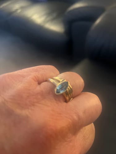 Customer photo review of Surf Moon Solitaire Blue Topaz Ring in 9K Gold