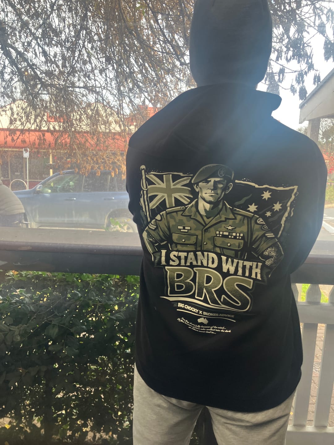 Customer photo review of Big Chocky | Stand With BRS Hoodie