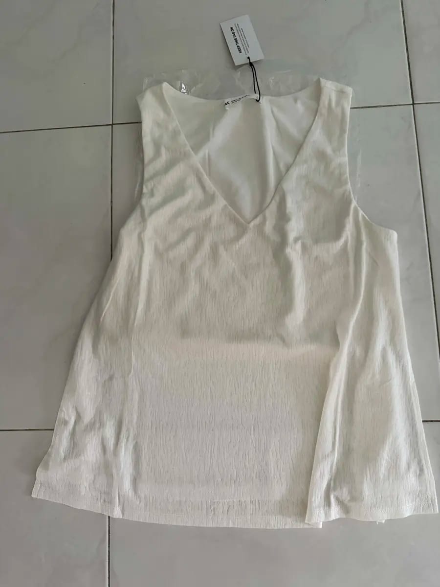 Customer photo review of Chiffon Sleeveless V-Neck Top