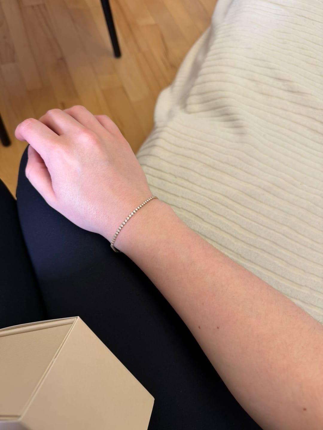 Customer photo review of Ava Petite Gold White Bracelet