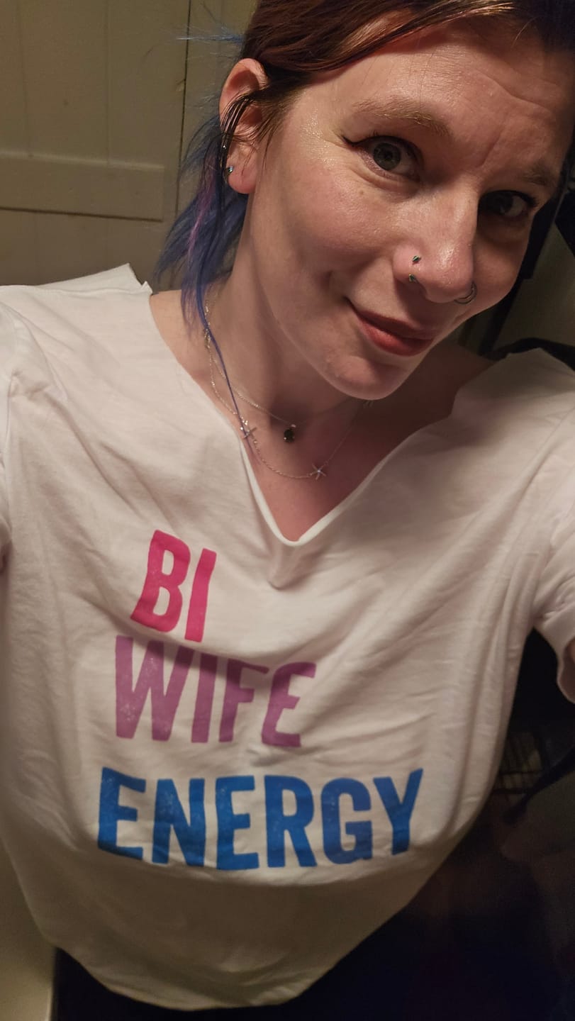 Customer photo review of Bi Wife Energy T-Shirt