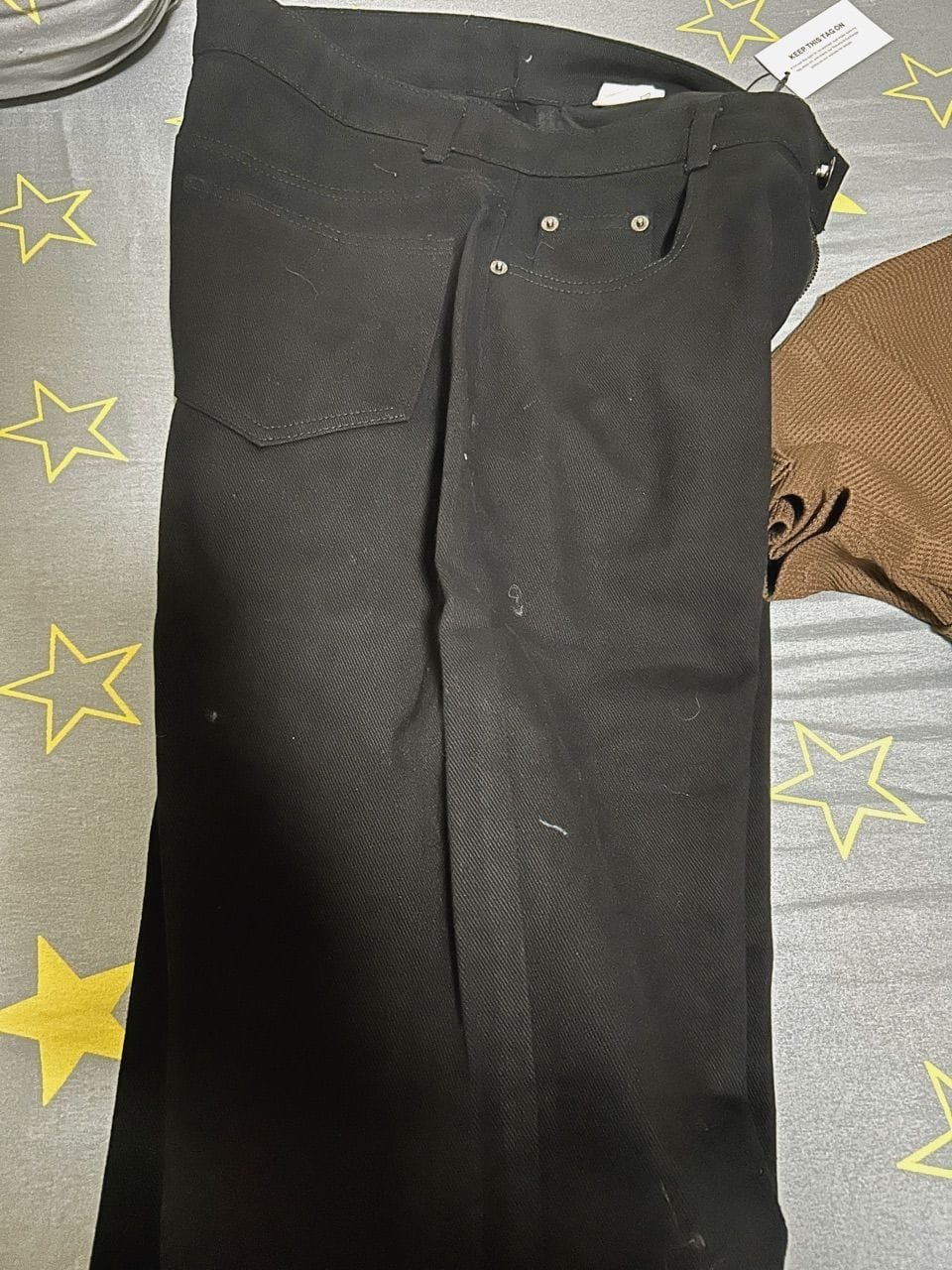 Customer photo review of Straight Cut Cotton Twill Jeans