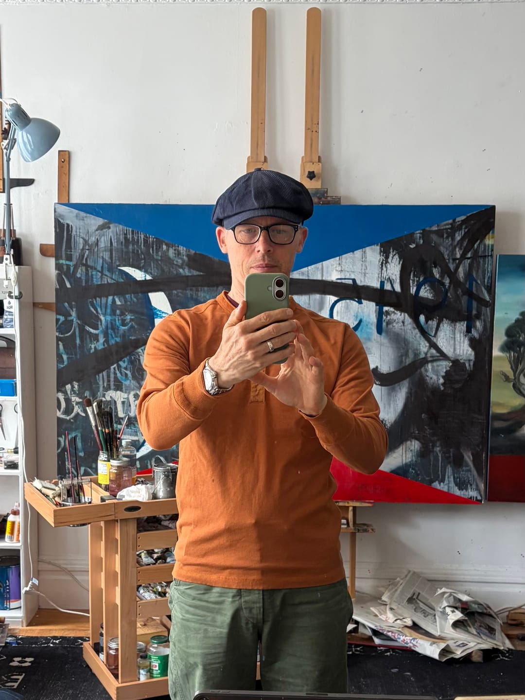 Customer photo review of Vintage Long Sleeve Henley Shirt - Orange
