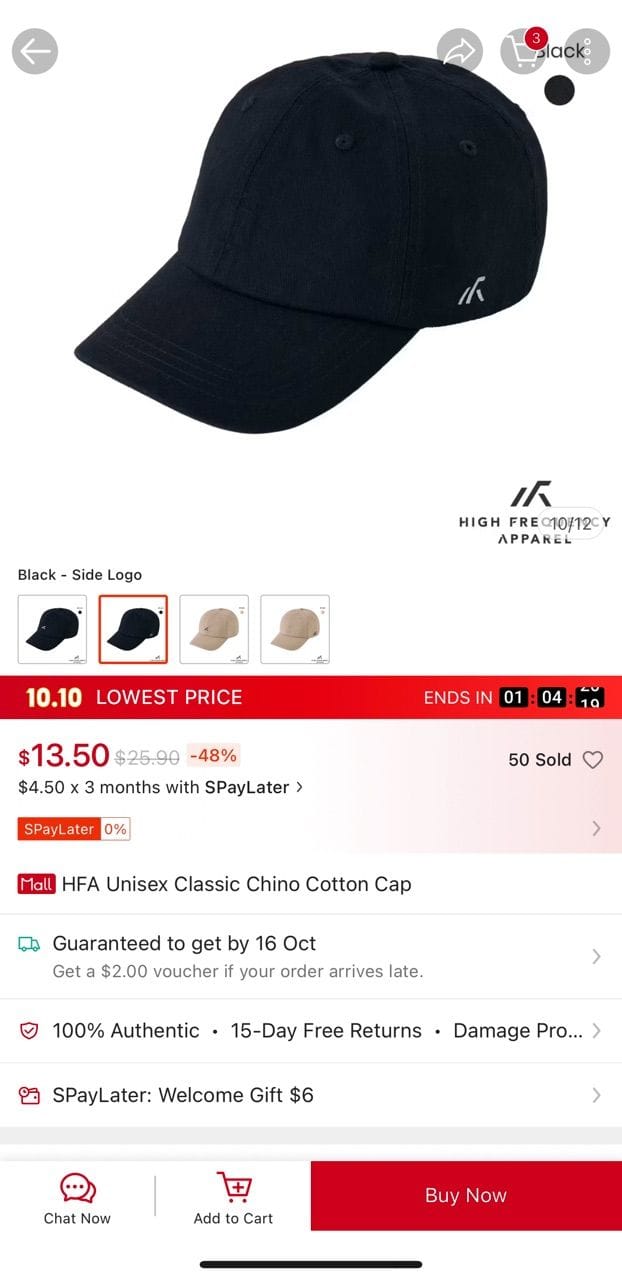 Customer photo review of Unisex Classic Chino Cotton Cap