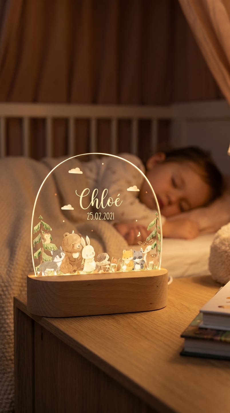 Customer photo review of Veilleuse enfant personnalisée – Amis de la forêt