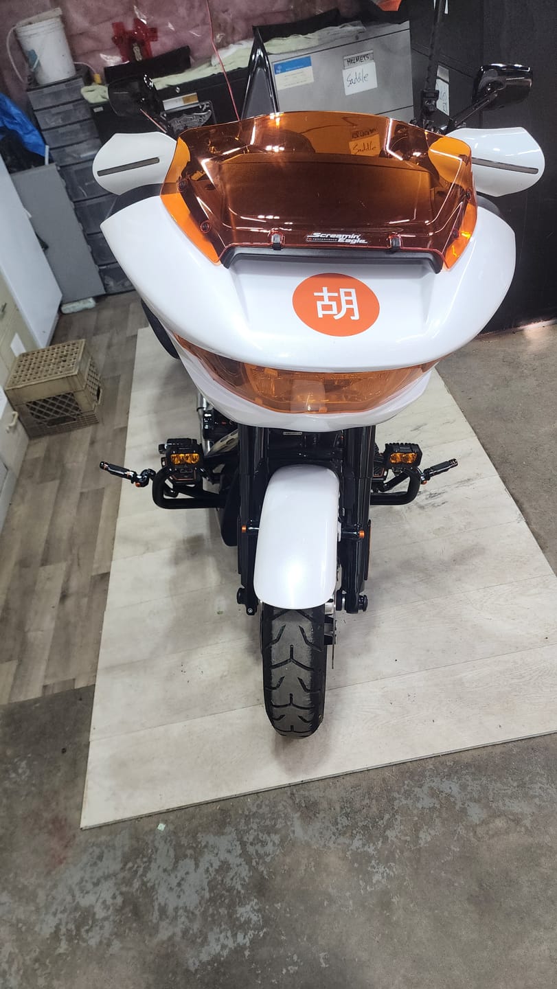 Customer photo review of Color Matched hand guard with LED for Touring & Softails fit for 2009-2026