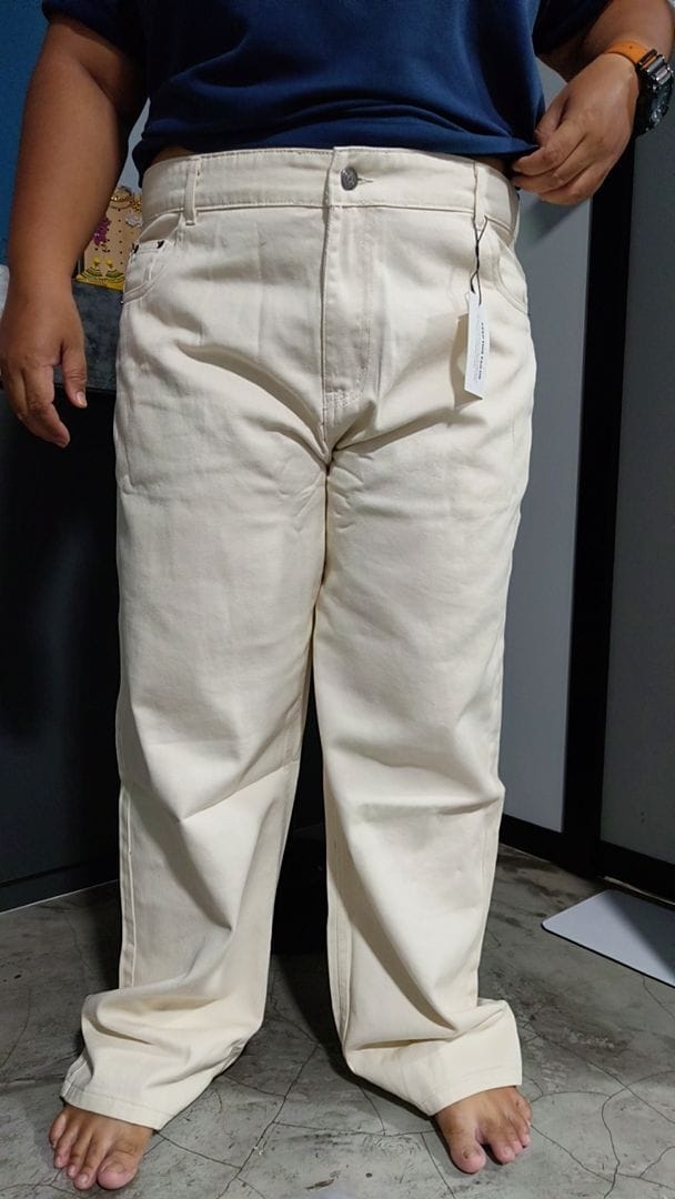 Customer photo review of Straight Cut Cotton Twill Jeans