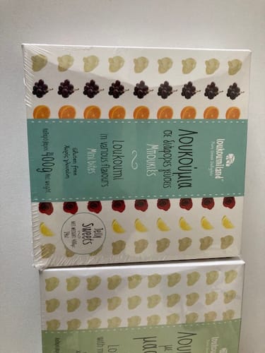 Customer photo review of Loukoumi mixed flavours (rose, mastic, lemon, orange, and must) - 400g