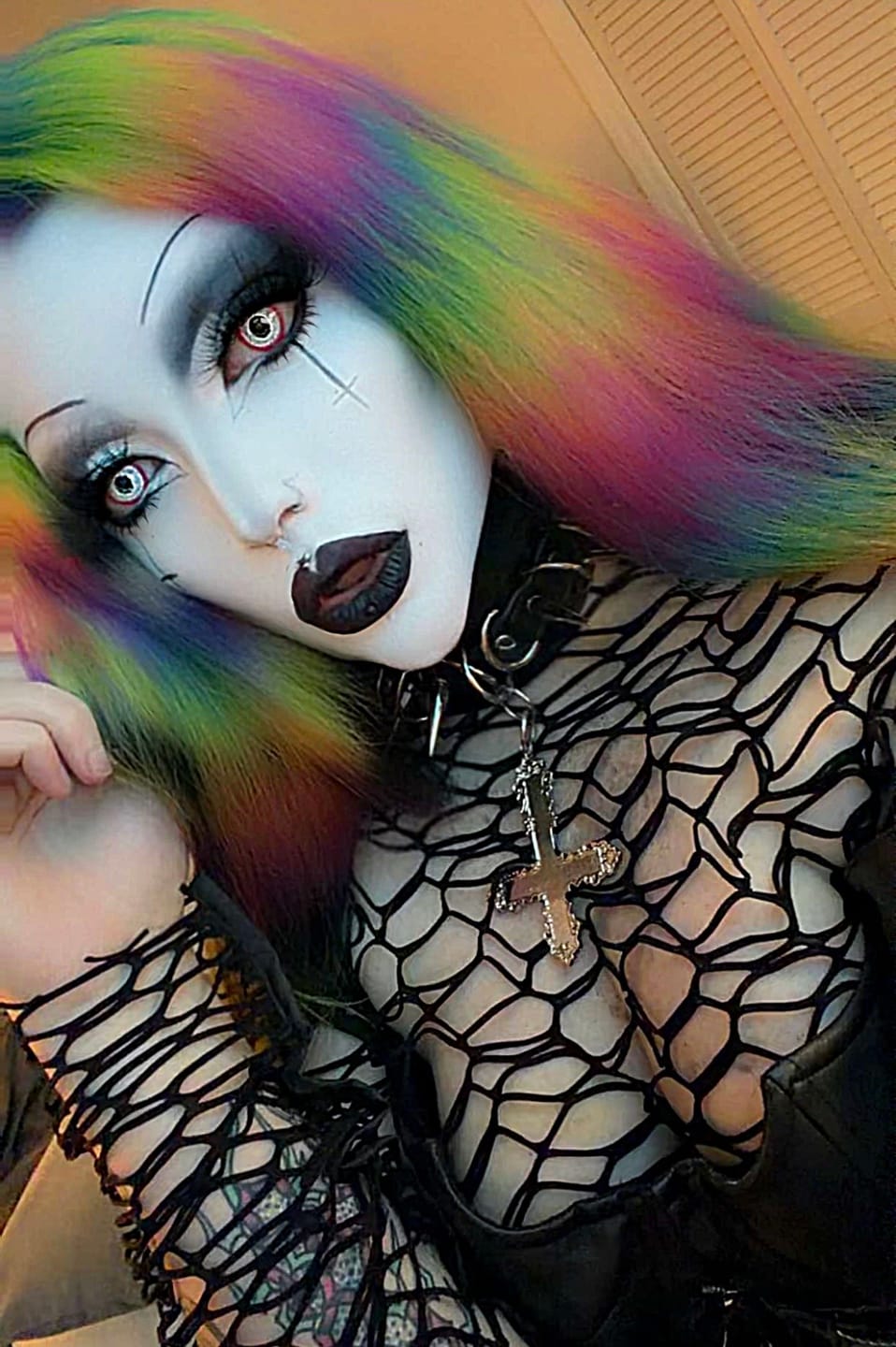 Customer photo review of Saw White Contact Lenses