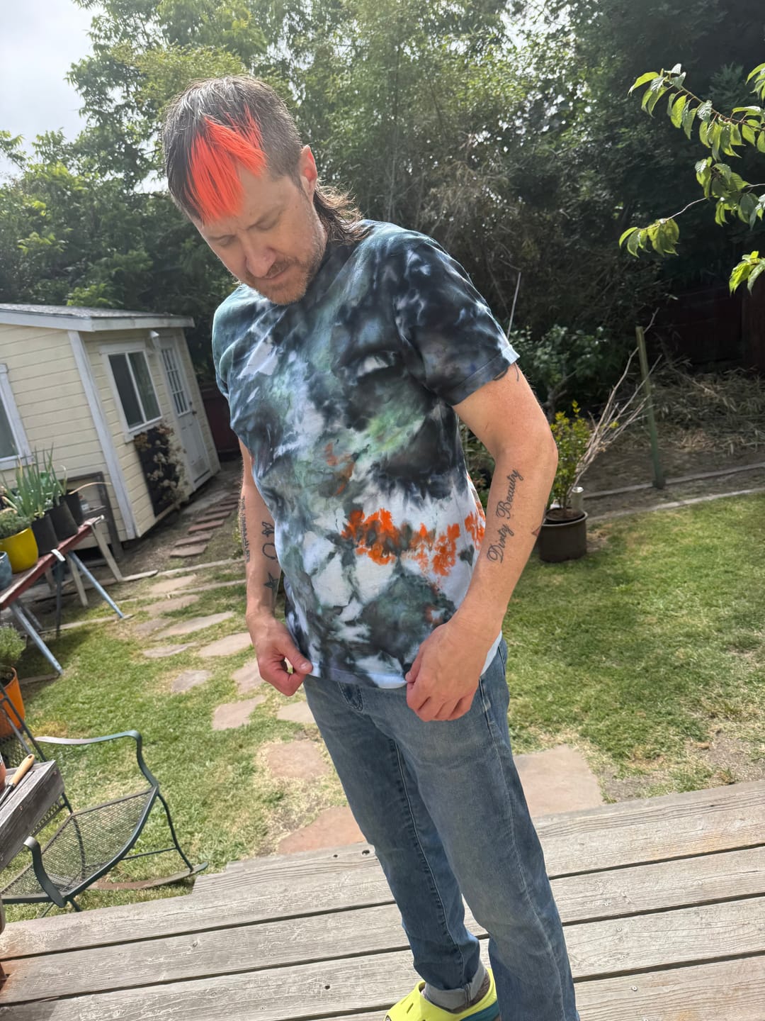 Customer photo review of ICE DYED T-SHIRT Prayers For Rain