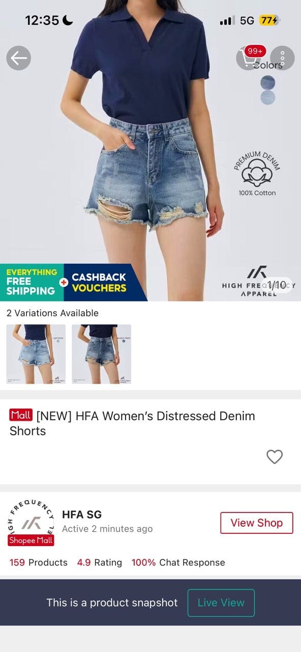 Customer photo review of Distressed Denim Shorts