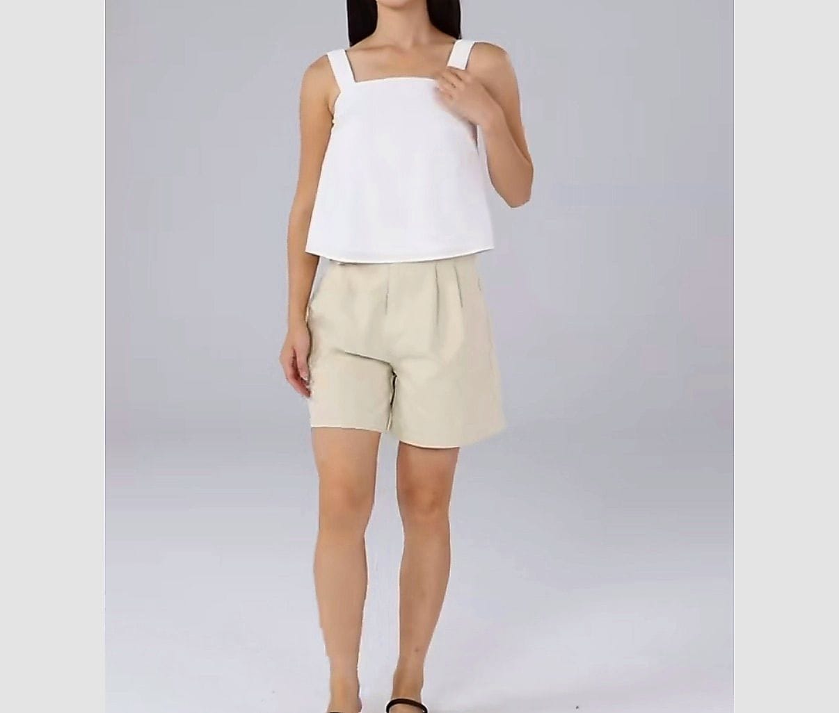 Customer photo review of Padded Sleeveless Top with Ruched Straps