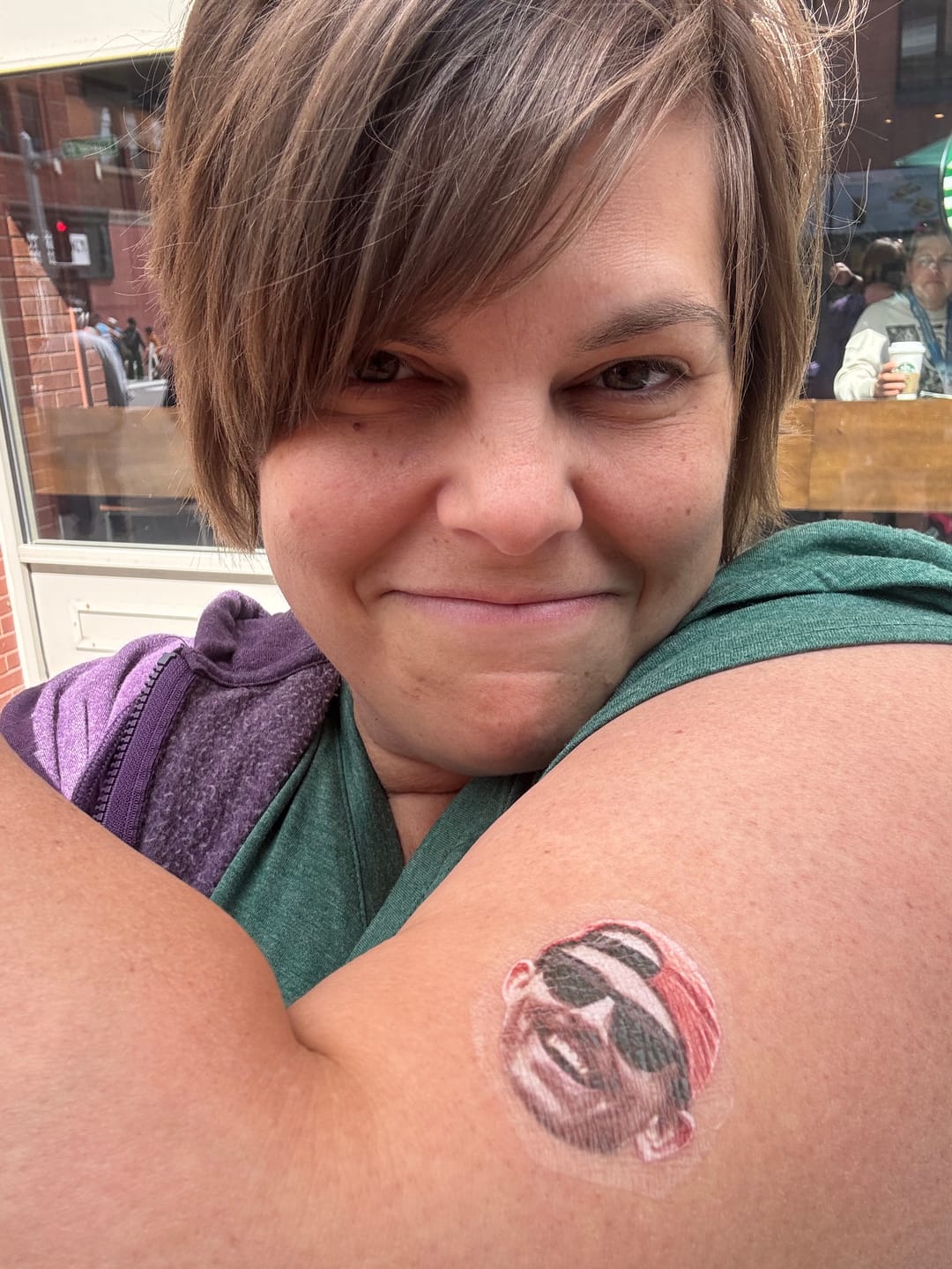 Customer photo review of Custom Photo Face Temporary Tattoo