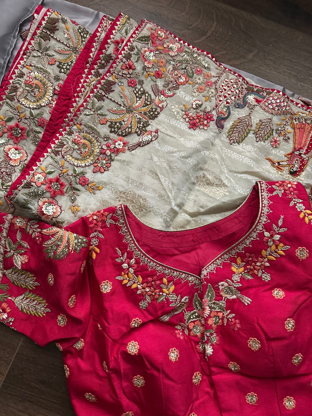 Customer photo review of Rice White Banarasi Silk Saree with Zari, Thread & Sequins Work: Diwali Edit