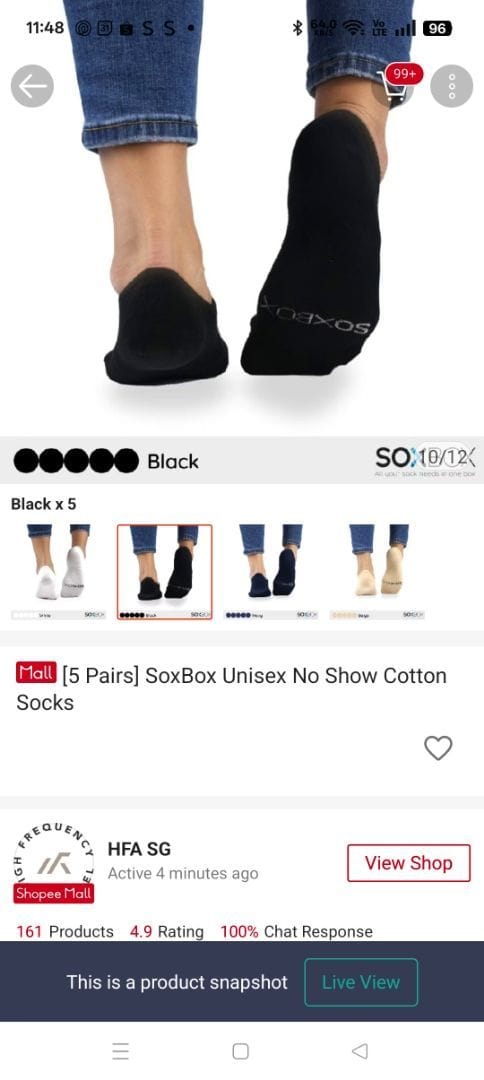 Customer photo review of [5 Pairs] No Show Cotton Socks
