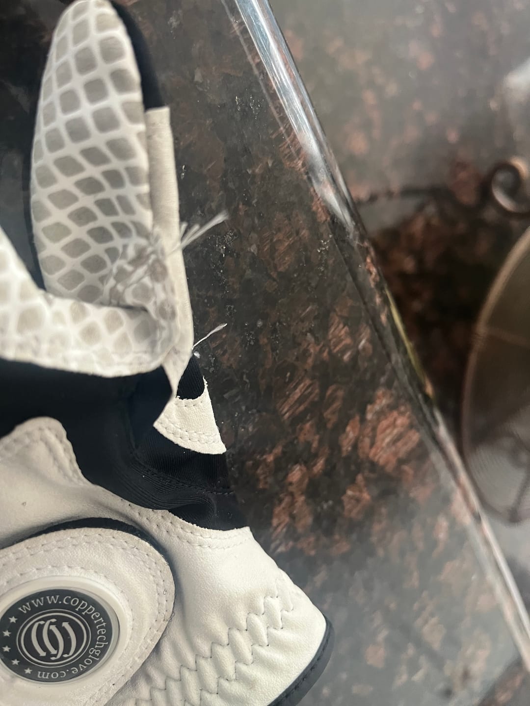 Customer photo review of Copper Infused Golf Glove White/Black