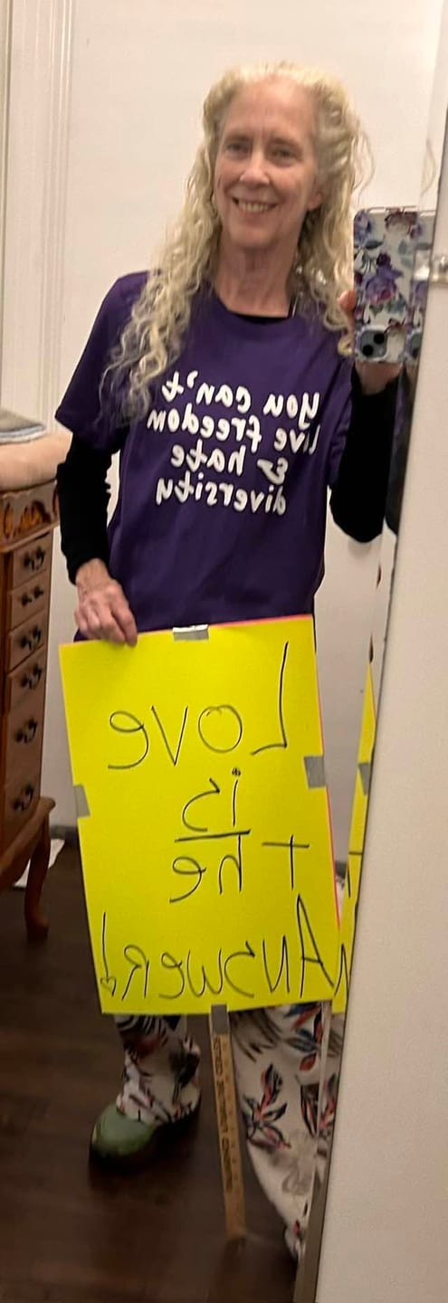 Customer photo review of You Can’t Love Freedom and Hate Diversity Unisex Tee