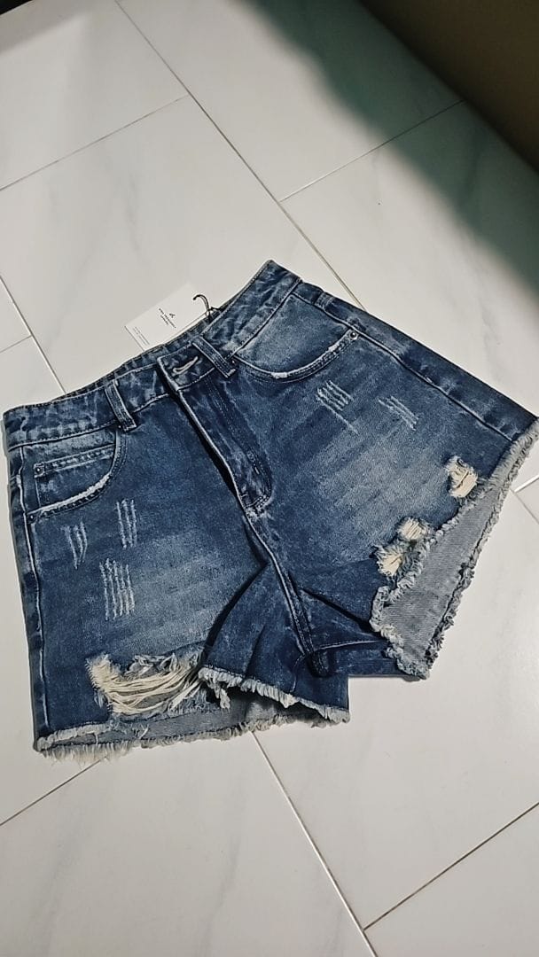 Customer photo review of Distressed Denim Shorts