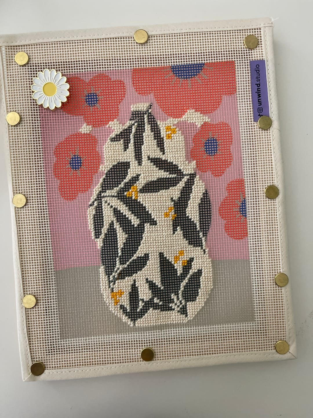 Customer photo review of Daisy Pot Needlepoint Kit