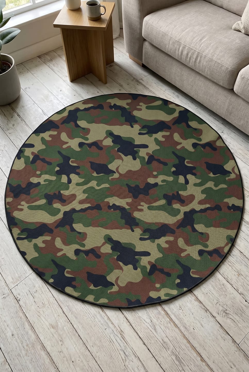 Customer photo review of Woodland Camo Graphic Round Rug