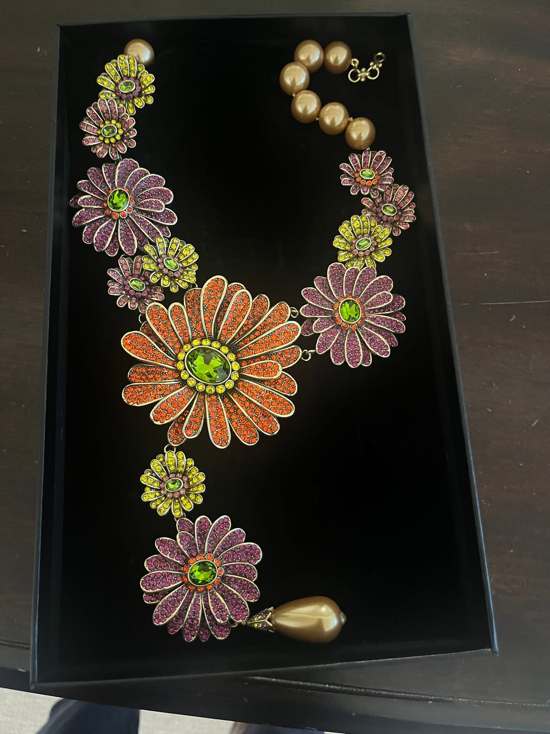 Customer photo review of Heidi Daus®"Gerber Daisy Crazy" Crystal Floral Statement Necklace