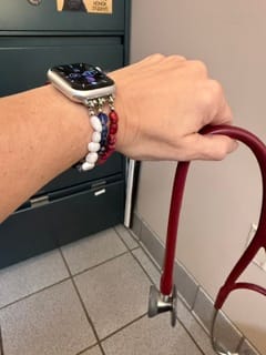Customer photo review of Independence Flame Stretch Apple Watch Strap