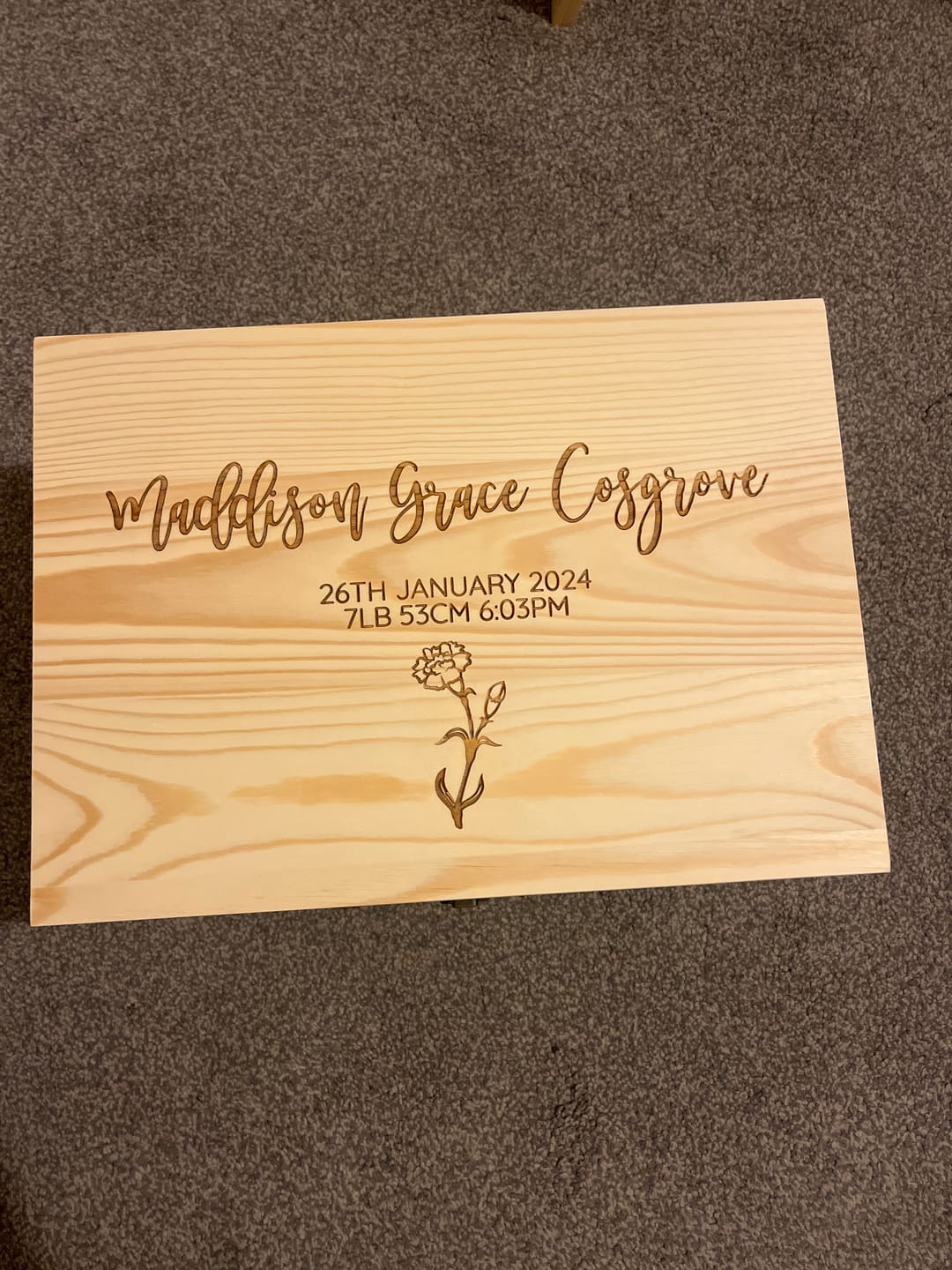 Customer photo review of Birth Flower Keepsake Box (Pre-Order)
