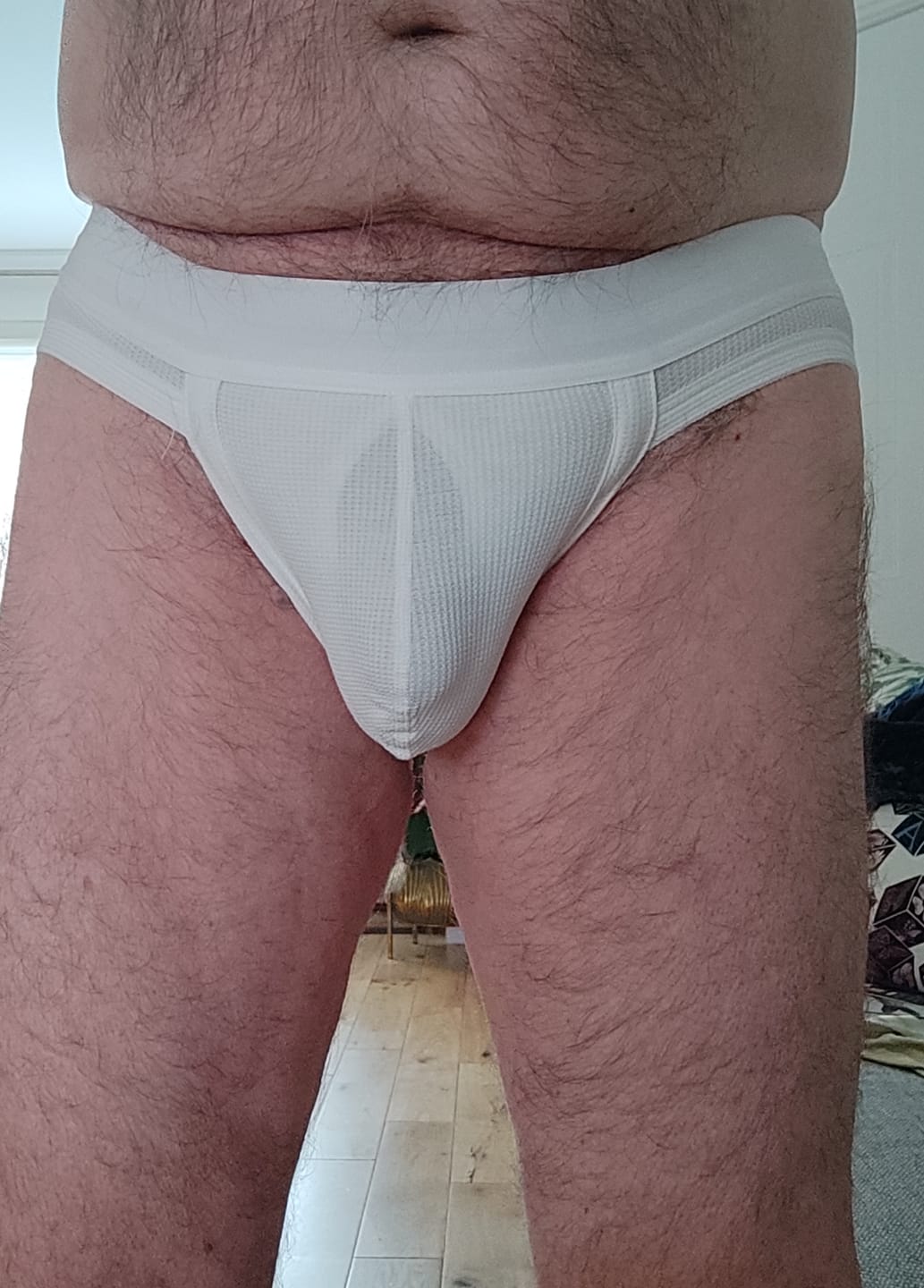 Customer photo review of 3 Pack Men's Soft Cotton Blend Waffle Briefs with Separate Pouch and High-Leg Cut